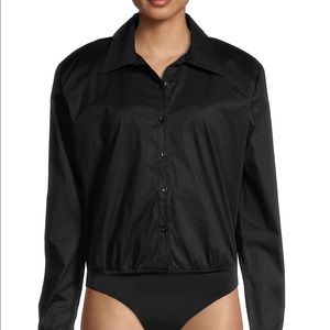 We Wore What Button Down Cotton Poplin Bodysuit